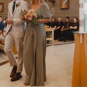 Olive green bridesmaids dress